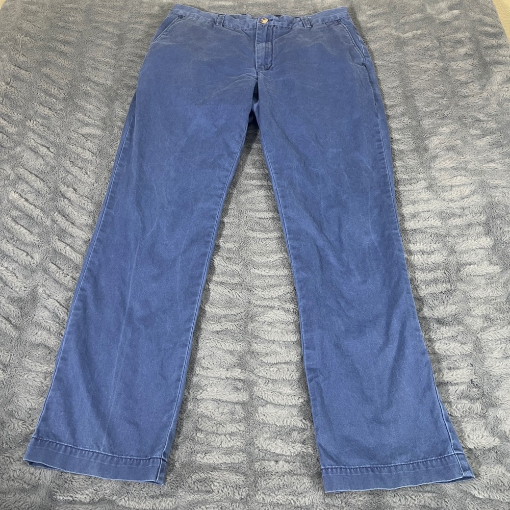 Vineyard Vines Mens 34x32 Slim Fit Breaker Pant Blue Cotton Chino Trousers